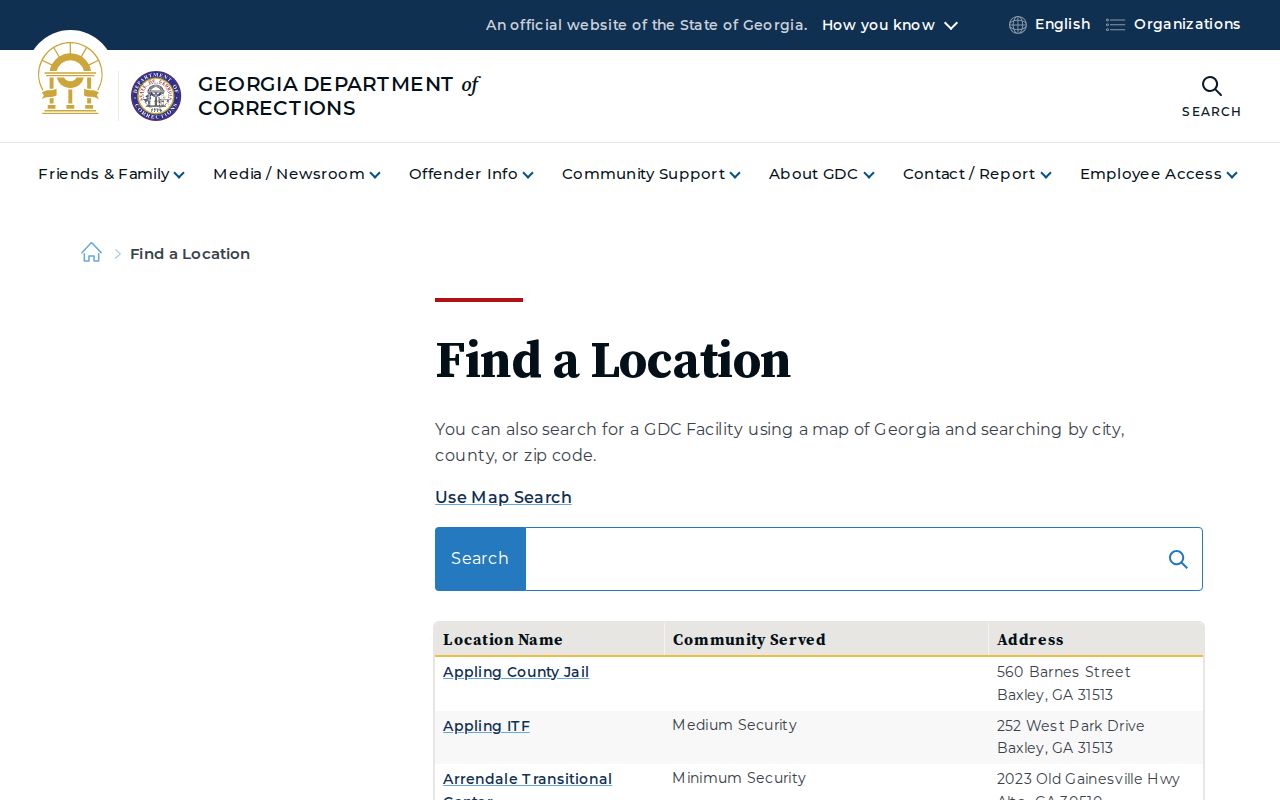 Randolph County criminal history corrections locations
