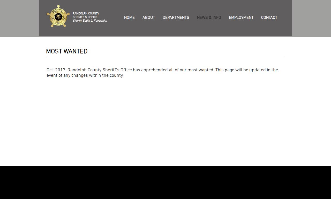 Randolph County warrant and arrest records official sheriff page