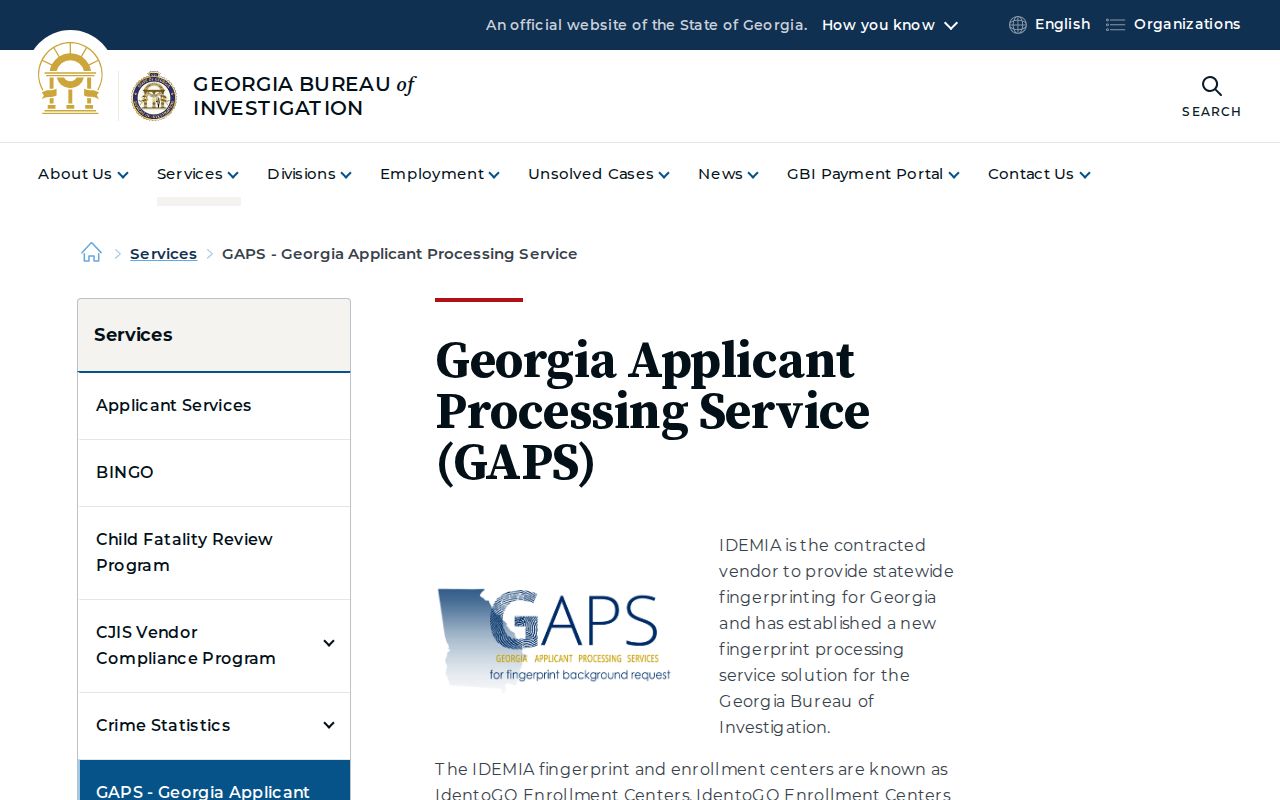 Randolph County sex offender lookup context from the Georgia fingerprint service