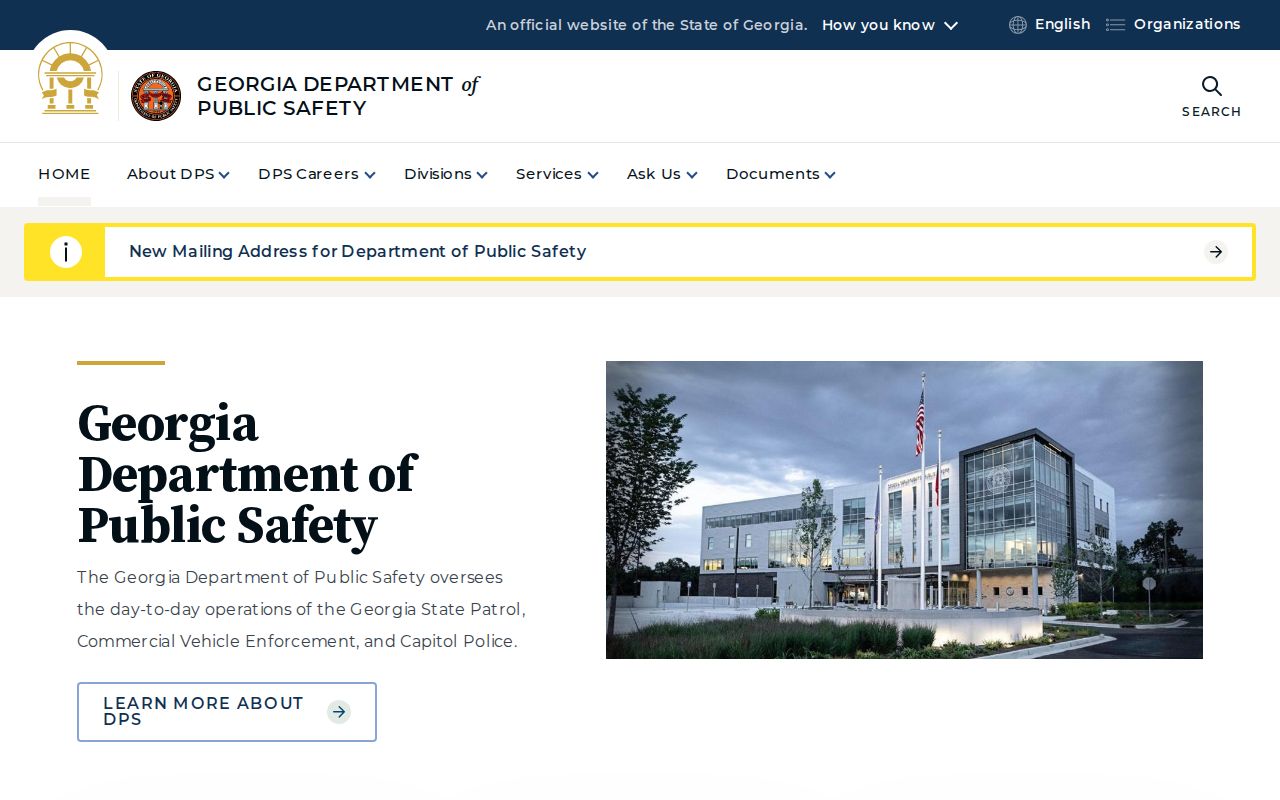 Georgia Department of Public Safety official page for state patrol routing